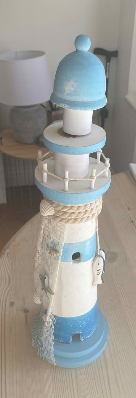 Photo of free Wooden lighthouse ornament (Sandrerstead.) #1