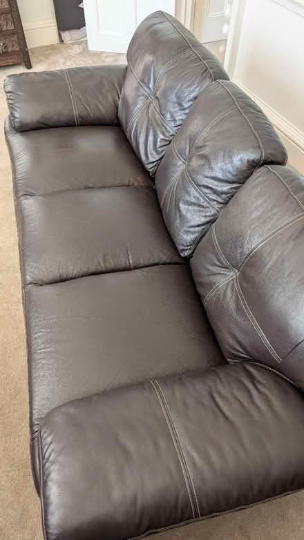 Photo of free Leather 3 seat sofa (Ewell Village KT17) #1