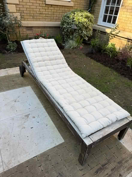 Photo of free Teak sun lounger with wheels (Hersham KT12) #1