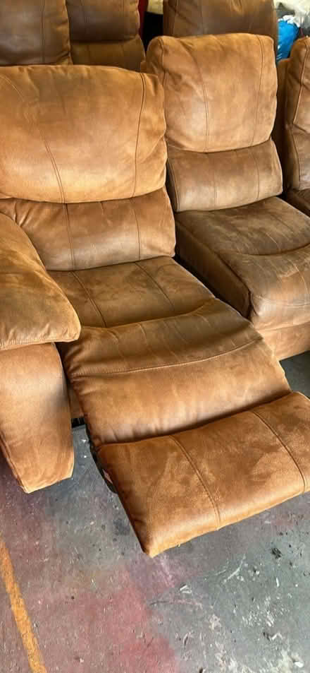 Photo of free 2 x 3 seater sofas, armchair footstool (Heartsease NR7) #1