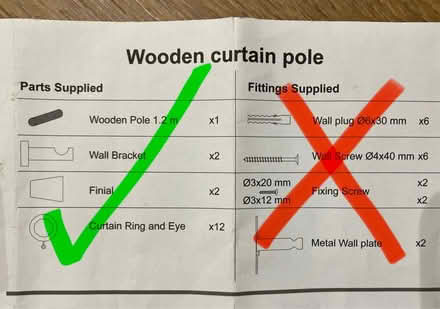 Photo of free Wooden curtain pole 120cm (Hitchin SG4 7SN) #4