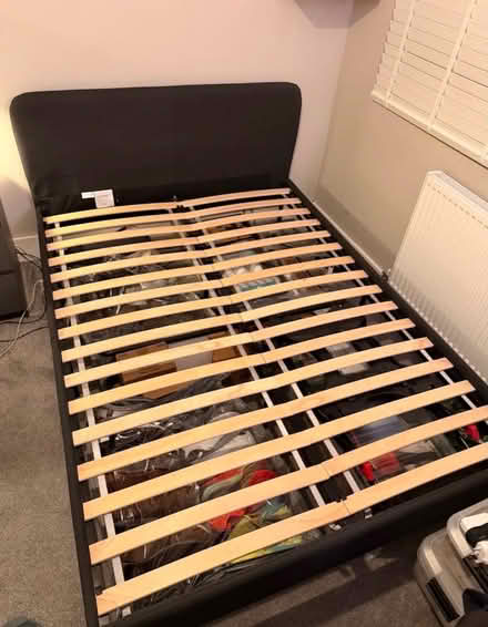 Photo of free IKEA bed frame, dark grey, Double (N8 9SG) #1