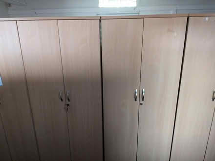Photo of free Oak wood cupboards with shelves (M6 6WY) #1