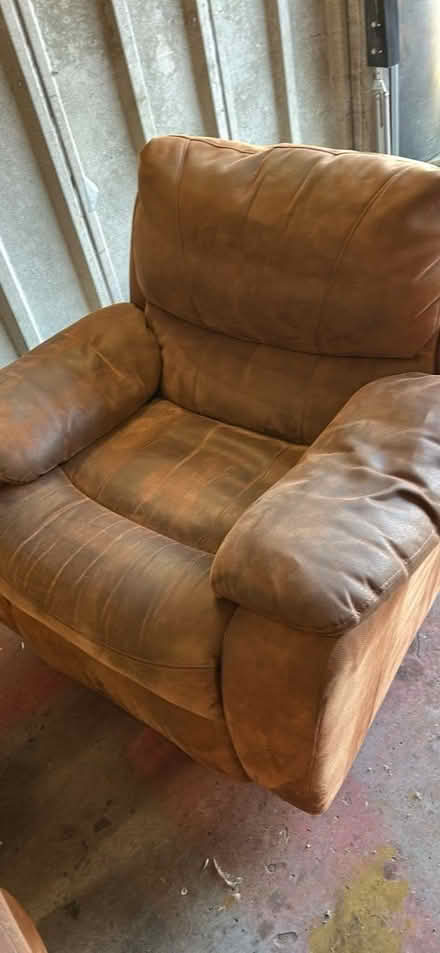 Photo of free 2 x 3 seater sofas, armchair footstool (Heartsease NR7) #4