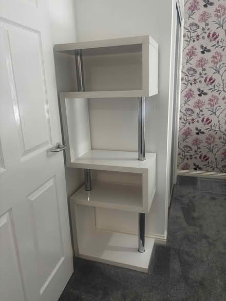 Photo of free Tall white gloss shelf (East Kilbride) #1