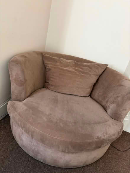 Photo of free Brown Loveseat + Footstool (Clapton E5) #3