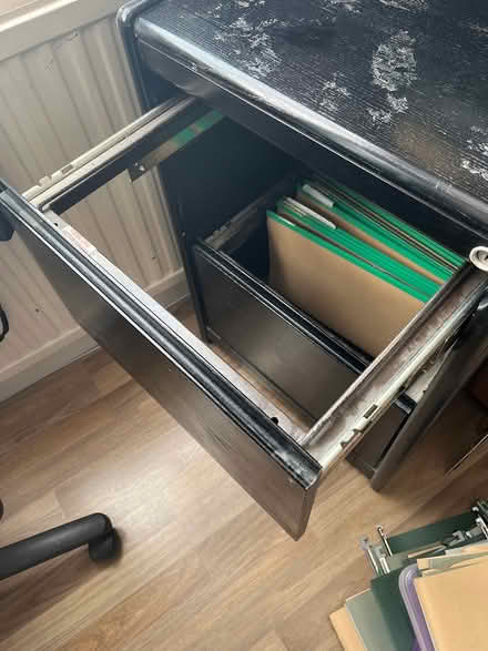 Photo of free Black wooden filing cabinet (Hillingdon UB10) #2