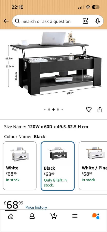 Photo of free Large black coffee table (Warley CM13) #1