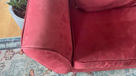 Photo of free Old red couch and red loveseat (Kalorama/Adams Morgan) #2