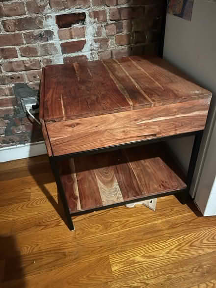 Photo of free Wooden Side Table with Metal Frame (Morningside Heights) #2