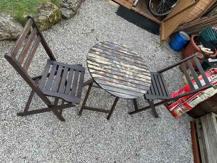 Photo of free 2 seat wooden bistro set (Middleton DE4) #1
