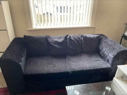 Photo of free Black velvet sofa (Bradford) #1