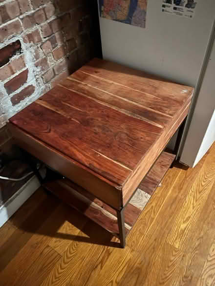 Photo of free Wooden Side Table with Metal Frame (Morningside Heights) #1
