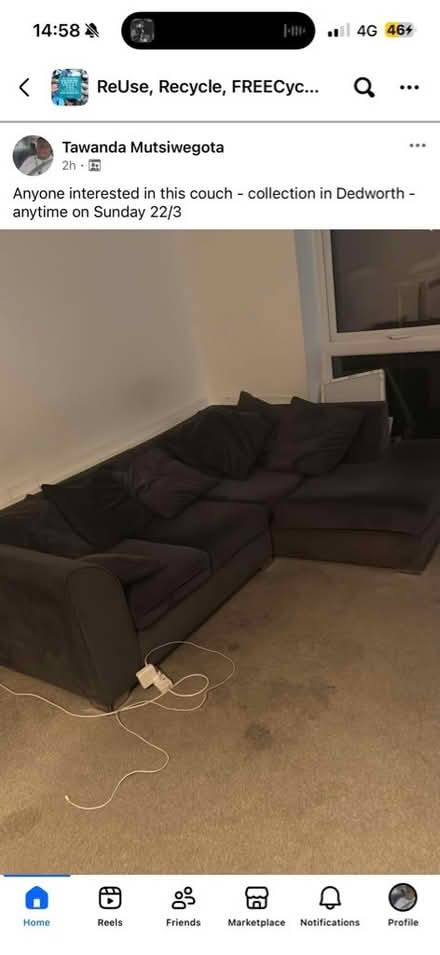 Photo of free Blue couch (Dedworth SL4) #1