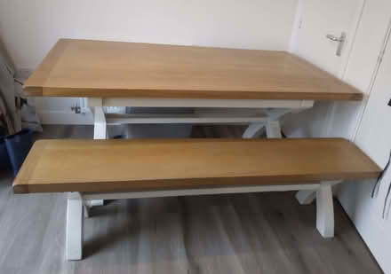 Photo of free Heavy Wooden Kitchen Table And Bench Seat (West Lothian EH52) #1