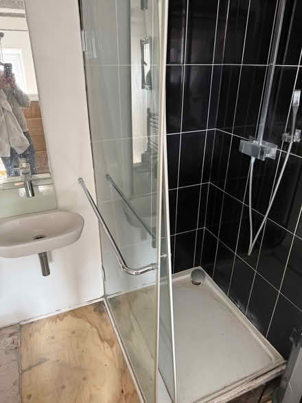 Photo of free Corner shower enclosure: fixed panels, clear glass (Wokingham RG40) #1