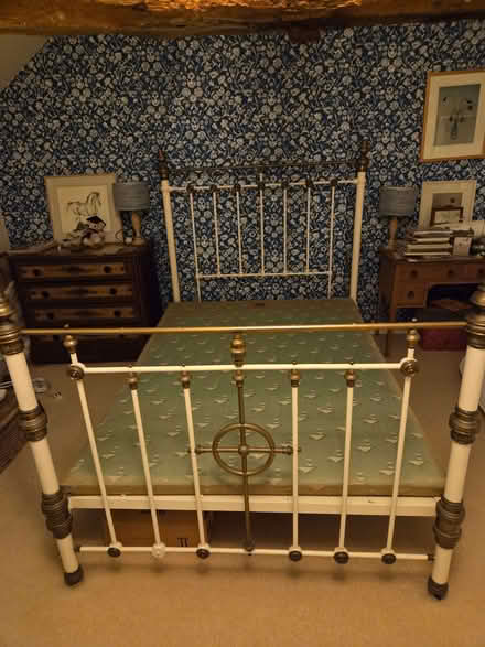Photo of free Antique brass and painted double bed (Eaton NG32) #1