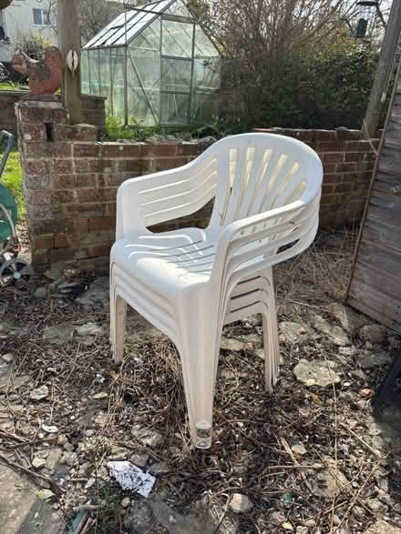 Photo of free 4 Plastic garden chairs (Emsworth PO10) #1