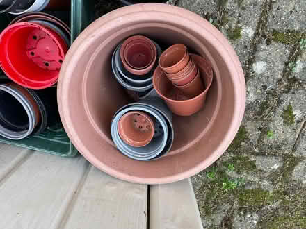 Photo of free Plastic plant pots and small hanging basket (Poringland NR14) #2