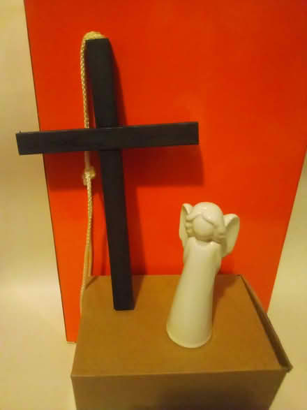 Photo of free Ceramic Angel and Plastic cross (Winchester) #1