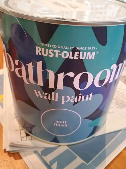 Photo of free Full tin of bathroom paint (Horsell, Woking) #1
