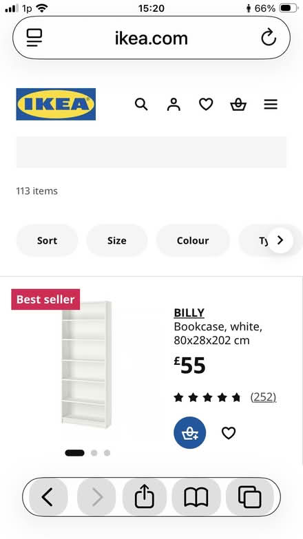 Photo of free Two White IKEA Billy Bookcases; 6-Shelf, Assembled (Hartington SK17) #1
