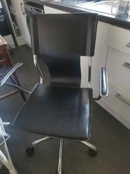 Photo of free Desk chair - Black and chrome (Woodstock OX20) #1