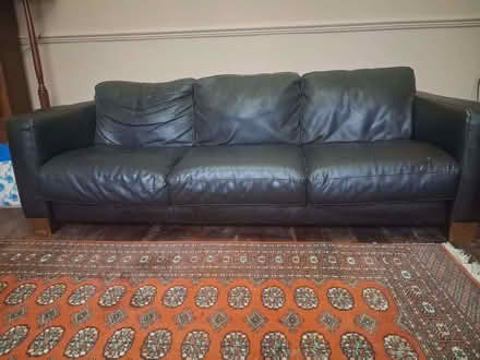 Photo of free Brown three seater Italian leather sofa (Poets MK40) #1