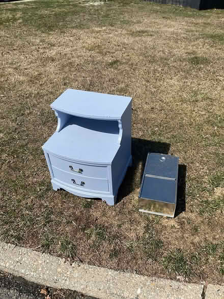 Photo of free Wood end table / metal bread box (Brentwood) #1