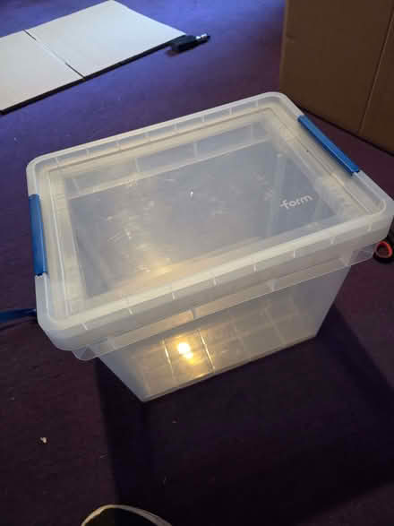 Photo of free 2 x large plastic storage boxes with lids (Tredworth GL1) #1