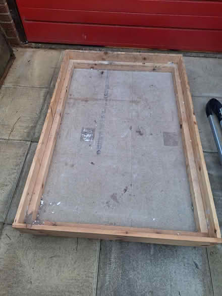 Photo of free Large wooden tray on wheels (Hibaldstow) #1