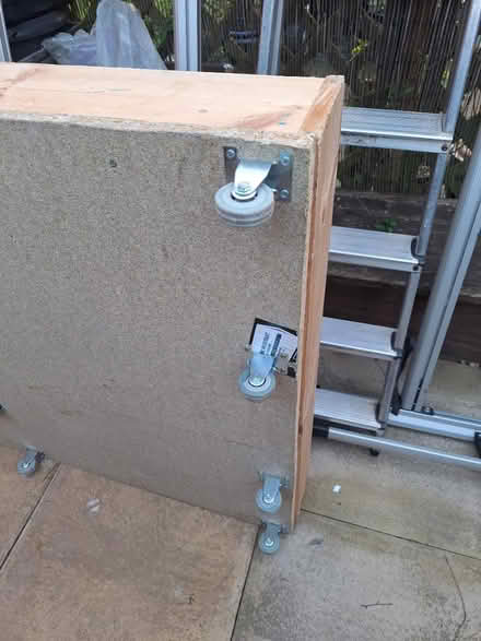 Photo of free Large wooden tray on wheels (Hibaldstow) #3