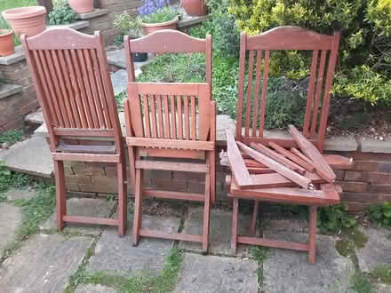 Photo of free 3 x Garden chairs for repair (CO4 Highwoods) #1