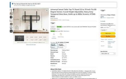 Photo of free Universal TV stand with swivel (TW8) #3