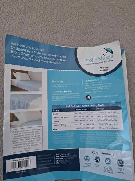 Photo of free Brolly sheet protective waterproof cover single bed NW2 6JX (NW2) #3