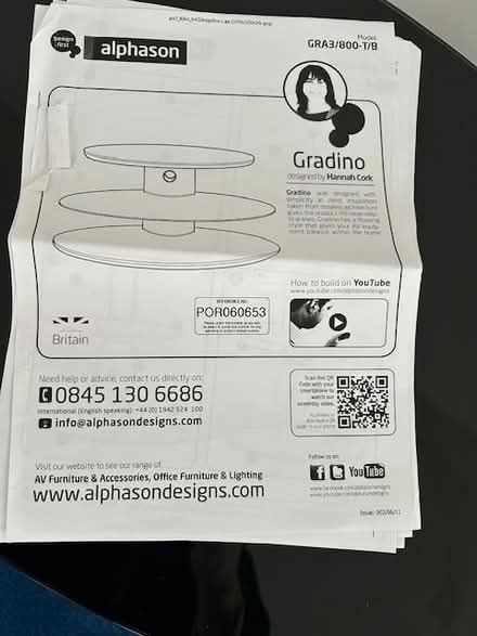 Photo of free Black Glass TV/AV Console Table (Malvern WR14) #3