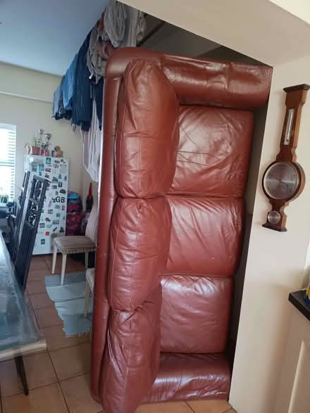 Photo of free Large brown leather sofa (Farleton LA2) #1