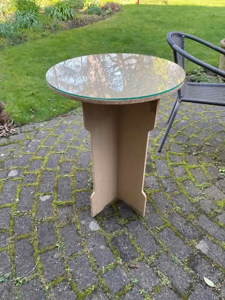 Photo of free Side table with glass top 73cm high X 56 across (The Grange EH9) #1