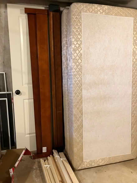 Photo of free King Bed Frame w/ slats & boxspring (Shawnee KS near K-7 & 75th) #1