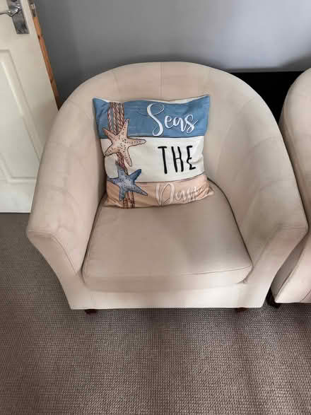 Photo of free White 2 single seat sofas (Devonshire Quarter S3) #1