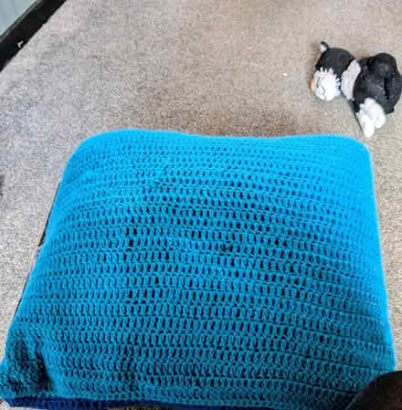 Photo of free Large filled knitted/crochet blue cushion (Newhaven BN9) #1