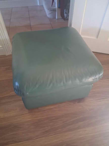 Photo of free Green leather footstool (Aldershot GU12) #1