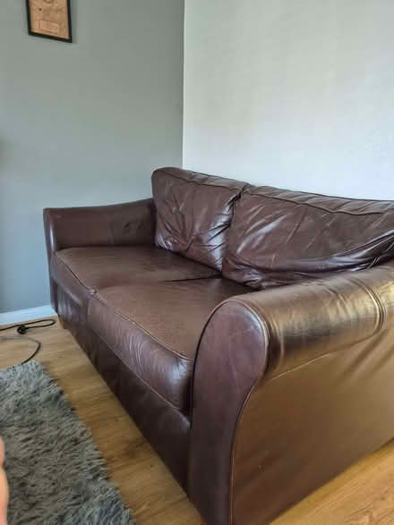 Photo of free 2 Brown Leather Sofa's just need to collect (Bidston Hill CH41) #2