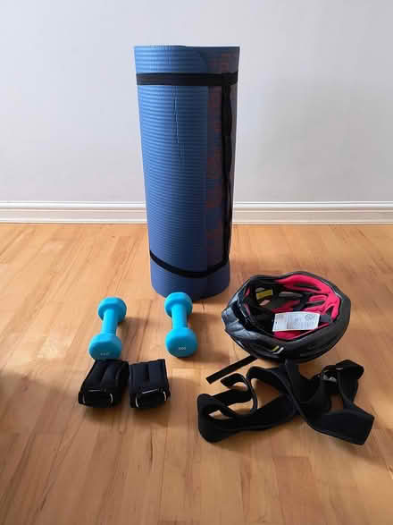 Photo of free Yoga Matt, weights and cycle helmet (Royston SG8) #1