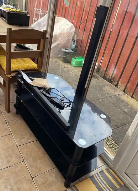 Photo of free Black glass TV table with stand (New Prestwick KA9) #2