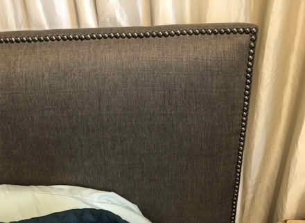 Photo of free King bed frame- gray upholstered (St Petersburg (Historic NE)) #1