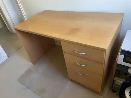 Photo of free Pre Owned Wooden Office Desk with Three Drawers (Woodside SE25) #1