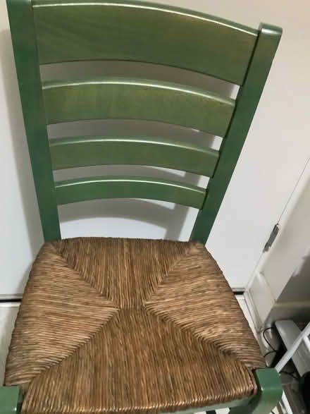 Photo of free Green wood and woven seat dining chair (Greenwich SE10) #2