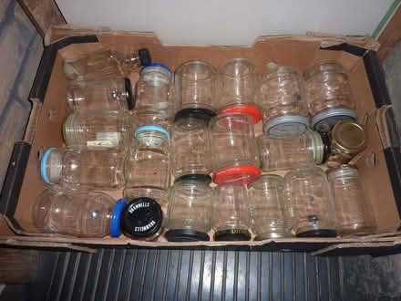 Photo of free 50+ glass jars, washed, de-labelled, multiple sizes (Purley CR8) #1