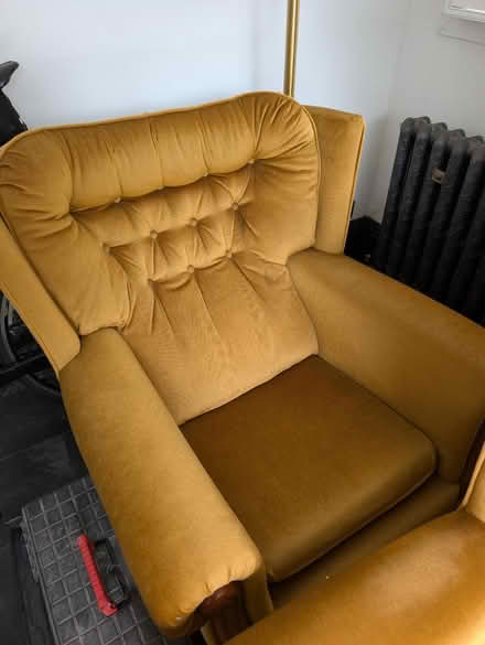 Photo of free Yellow gold sofa, chair, stool (Levenshulme M19) #2